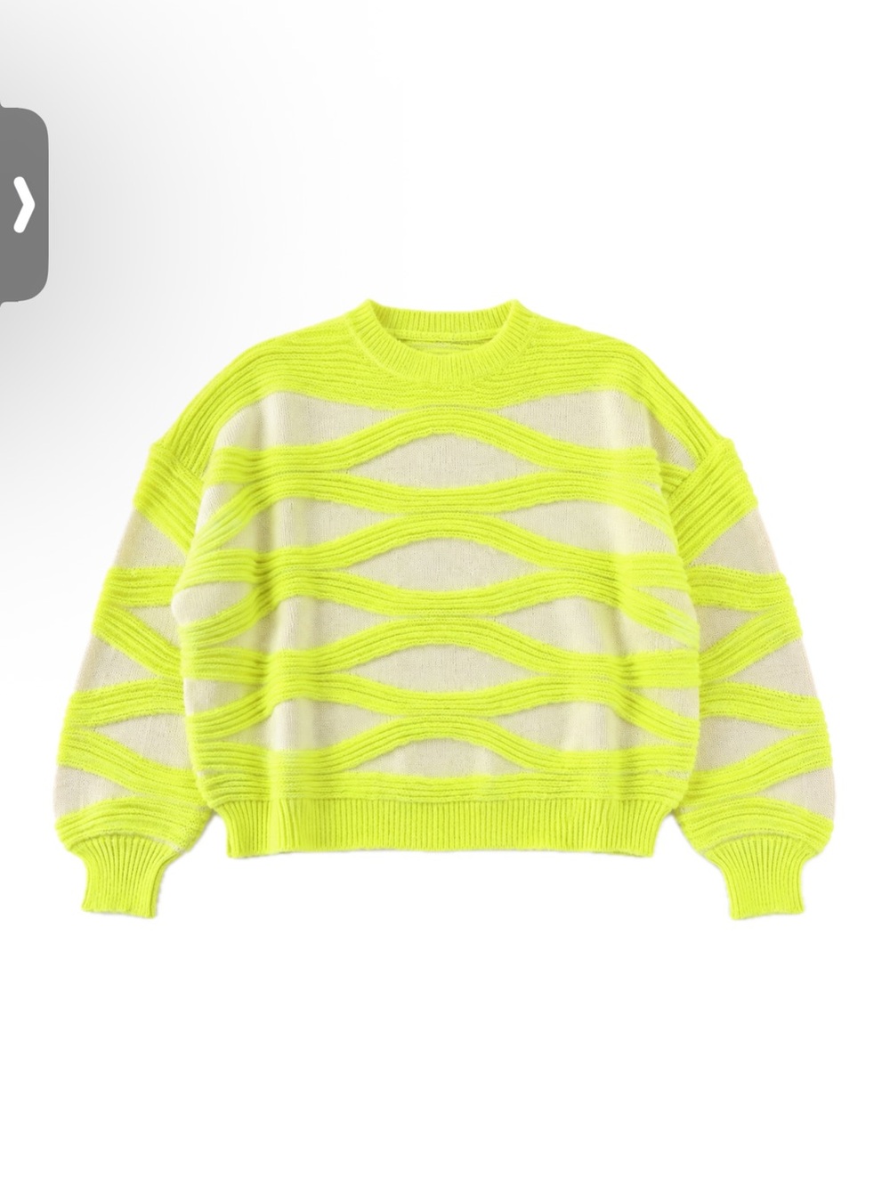 Cropped Knit Striped Sweater - Pastel Yellow & Cream Large